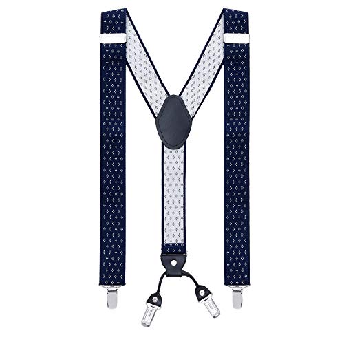 MASADA tirantes calidad fabricados a mano, con cierres resistentes y ajustes continuos con anchura de 3,5 cm para tallas de hasta 195 cm Azul oscuro blanco