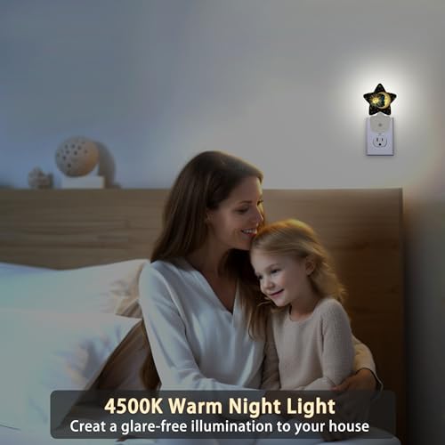 Image of Celestial Moon Golden Sun Night Light Plug-in Dusk to Dawn Smart Sensor White Led Nightlight for Bedroom Bathroom Kitchen Hallway Stairs Energy Efficient Decor Desk Lamp