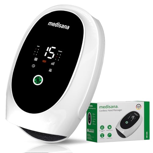 Medisana Hand Massager for Arthritis and Carpal Tunnel, 6 Modes 6 Intensities Hand Massager with Heat and Compression, Large LCD Display Full Hand & Wrist Massager,Mother's Day for Mom/Grandma/Wife