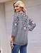 Zeagoo women tops Womens Tunic Tops Dressy Casual Round Neck Work Blouses Three-Quarter Sleeve Shirts Floral Print Summer Loose Fit Tee XL Grey