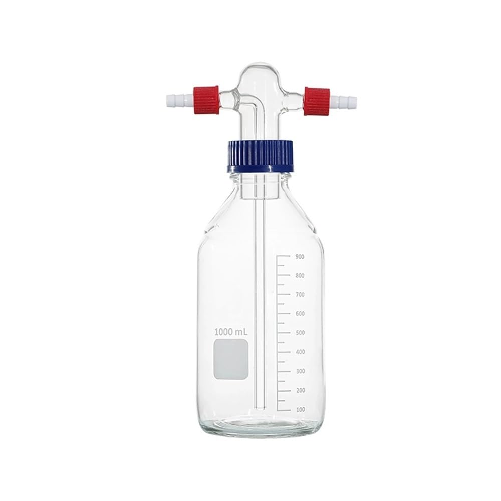 Instrumentos y Equipos de Laboratorio Frasco de reactivo tampón de laboratorio, cabezal de matraz graduado, tapa de polipropileno GL45 con 2 roscas, tapón de rosca GL14(1000ml)