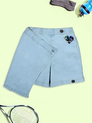 Image of KiddoPanti Girls Denim Over Lap Shorts