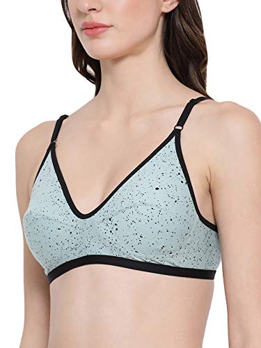 Image of Clovia Women's Non-Padded Non-Wired Printed Bra in Grey - Cotton