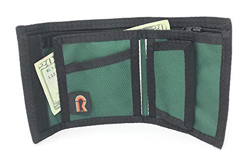California Bifold Nylon Wallet w/Inside Pocket. Hook & Loop Closures. Made in USA (Hunter Green w/Black Trim)3