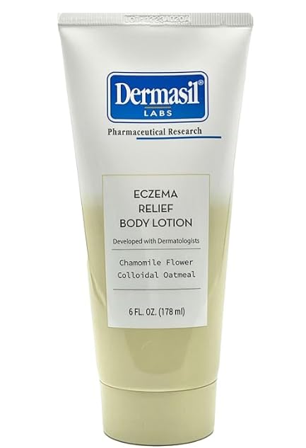 Eczema Relief Body Lotion, Chamomile Flower Extract, Colloidal Oatmeal, Dry Skin Relief, 6 FL. OZ., Soothes Dry Itchy Skin, Deeply Moisturizes, Non Greasy, Gentle For All Skin Types