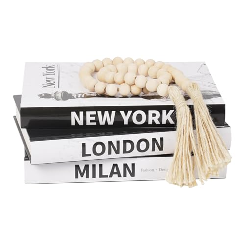 Decorative Books for Home Decor,3 PiecesTravel Themed Decorative Books Set,Real Hardcover Decor Books,for Any Table or Shelf/Living Room/Bedroom/Entryway(Black and White)