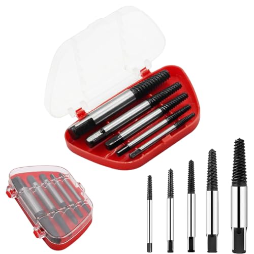 SGERUFZ 5 pezzi Set professionale di estrattori per viti, Materiale in acciaio al carbonio, Rimuovere tubi danneggiati, Screw Extractor per Prigioniere, Bulloni, Bloccate, Spanate