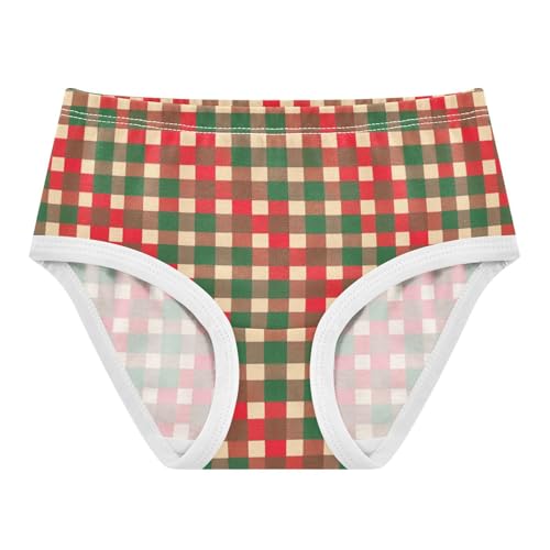 Girls' Breathable Triangle Panties Comfort Color for Kid Colorful Plaid in Sizes 2T,3T, 4T, 5T, 6Y and 8Y