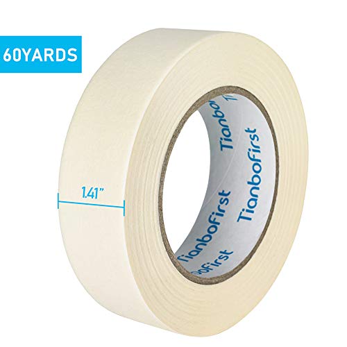Tianbo First Masking Tape 6 Rolls, General Purpose Wide Masking Tape For Home And Office, 1.41 Inches X 60 Yards, Beige #TOP2