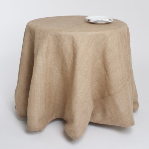 Fennco Styles Passe Partout Burlap Lined Round Tablecloth. 100% Burlap. (Natural, 96")