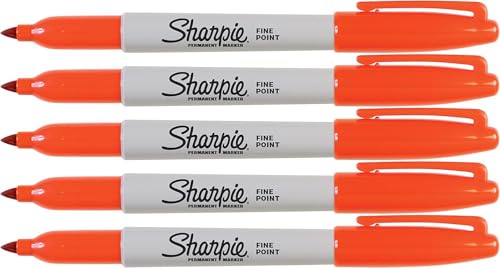 Sharpie Orange Markers Fine Point Tip Permanent Markers 5-Count