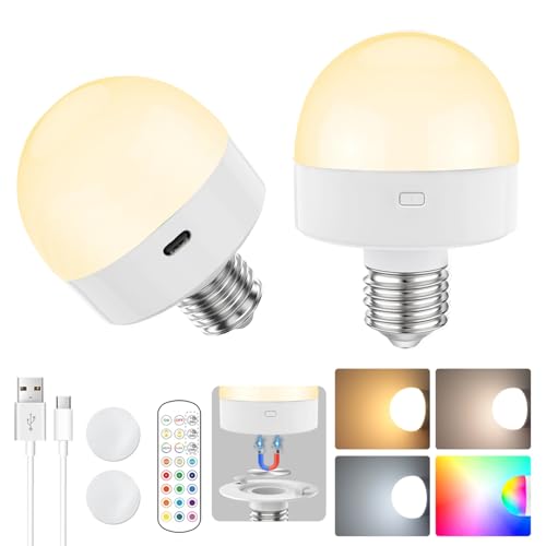 VIIVUU E27 Wiederaufladbare Glühbirne mit Akku,15 RGB Dimmbare Kabelloses...