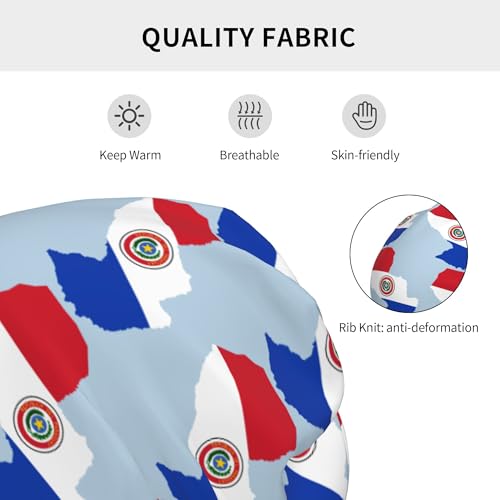 Paraguay Flag Map Children Hip Hop Knitted Hat Kids Elastic Leisure Knit Cap Warm Sleep Beanies Black3