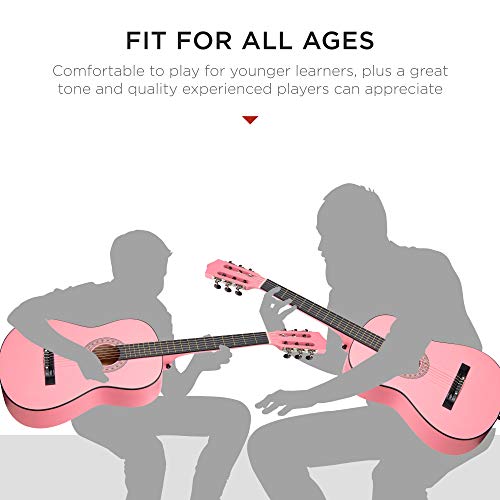 Image of Best Choice Products Beginners Acoustic Guitar with Case, Strap, Tuner and Pick, Pink