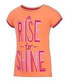 adidas Toddler Girls' Short Sleeve Graphic Tee Shirts, Light Orange, 3T