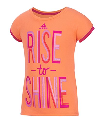 adidas Toddler Girls' Short Sleeve Graphic Tee Shirts, Light Orange, 3T