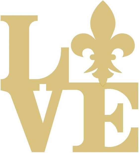 Love Fleur De Lis Cutout Unfinished MDF Wood Cutout Home Decor Everyday Door Hanger MDF Shaped Canvas Style 1
