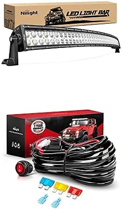 Nilight LED Light Bar 42Inch 240W Curved Spot Flood Combo Led Off Road Lights with 12V 14AWG Wiring Harness Kit-1 Lead, 2 Years Warranty