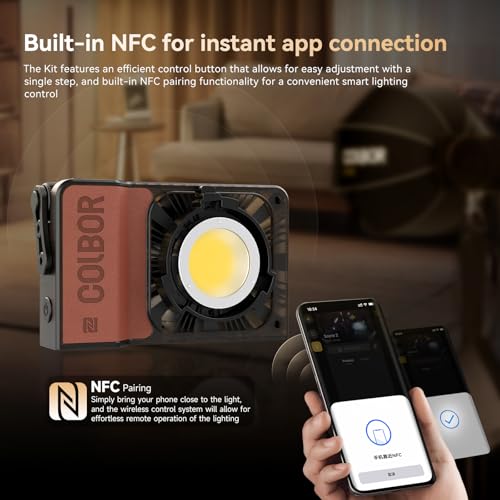 Image of Colbor W100R KIT RGB Led Video Light Bi-Color with Battery,100w Power Built-in NFC,with Barndoor, Honeycomb Grids,Softboxes for Video,Phtography,Youtubers,Live-Streamers