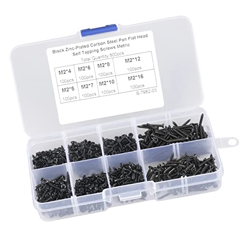 Set de 800 tornillos autorroscantes planos cabeza cruz M2 miniatura 2
