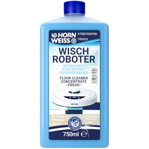 HORNWEISS 750ml Wischroboter Reinigungsmittel Konzentrat Streifenfrei | Bodenreiniger für alle Saugroboter & Saugwischer | Fliesen Laminat Vinyl Parkett & PVC | dezenter Frische-Duft