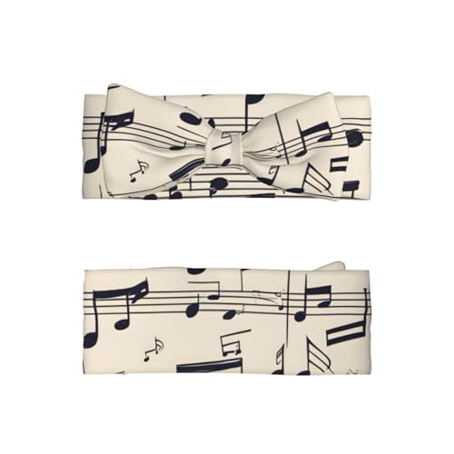 Music Notes Print Picture Baby Bow Headband - Super Stretchy Soft Bows Hair Accessories for Newborn Infant Toddlers Kids Girls - Elastic and Skin-Friendly2