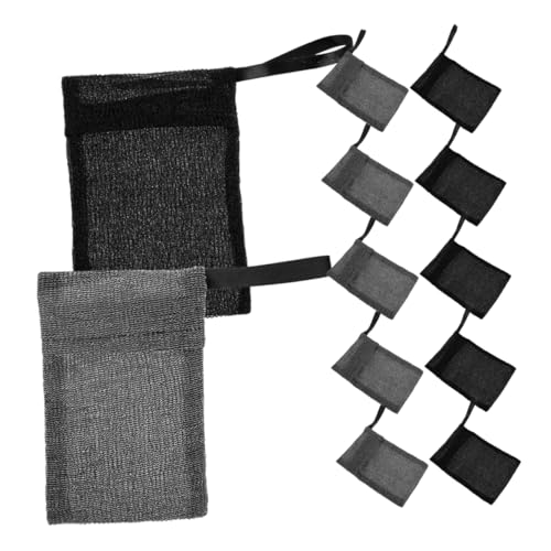 SECFOU 12pcs Bolsa De Malla Para Jabón Red De Jabón Exfoliante Portátil Para Baño y Ducha Ideal Para y Limpieza De Piel 6pcs Negros y 6pcs Grises