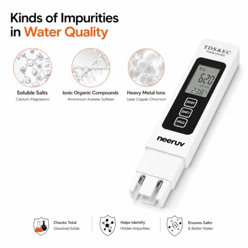 Image of Digital TDS,EC & Temperature Meter for Water Testing | PPM Quality Tester with LCD Display,Quick Reference & Protective Case for RO, Drinking, Aquarium & Swimming Pool