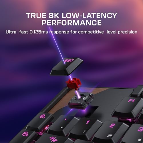 Image of Turtle Beach Command Series KB5 Full-Sized Mechanical PC Gaming Keyboard | Touchscreen Command Display, Low-Profile Mechanical Switches, Double Shot PBT Keycaps, True 8K Polling, Per Key RGB, Black
