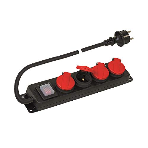 Poly Pool - PP2508 Prise Multiple pour extérieur IP44-4 Prises Schuko 16A avec couvercles de Protection et fiche 16A - Multiprise avec câble 1,5 m -...