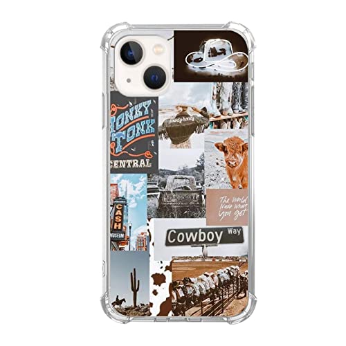 Voisgufley Aesthetic Cowboy Cowgirl Western Country Case Compatible With Iphone 13, Hippie Cowboy Case For Iphone 13 For Teens Men #TOP6