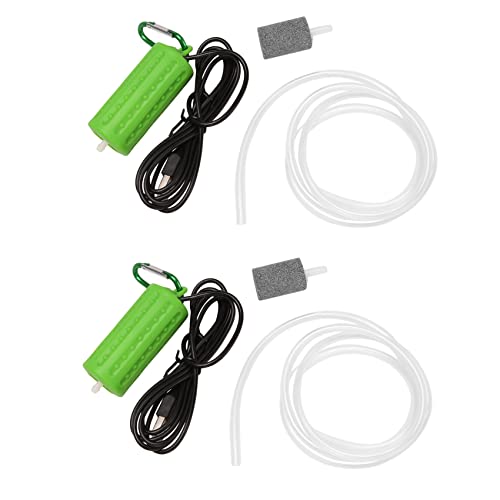 Bloepum 2X USB Mini Aeration Pump Air Pump Aquarium Aerator Ultra Quiet Mini Fish Tank Go Fishing Oxygen Pump -Green