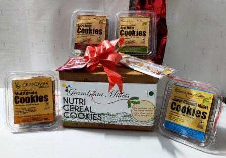 Grandmaa Millets Multigrain,Bajra, Ragi Cow Desi Ghee Cookies, Natural & Healthy Cookies, Combo Gift Pack.