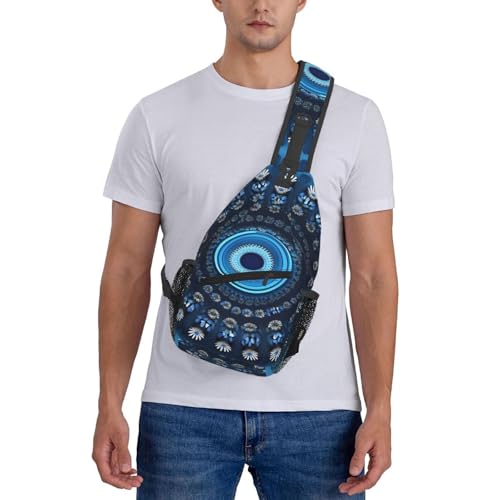Mochila cruzada compacta con estampado floral azul miniatura 7