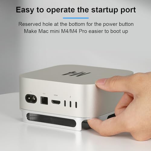 Image of ZORBES Aluminum Stand for Mac mini M4 /M4 Pro, Precision Fit Base with Power Button Cutout, Four-Sided Ventilation, 0.8mm Mesh Dust Cover, Anti-Scratch Silicone Pads Sleek Desktop Holder for Mac mini