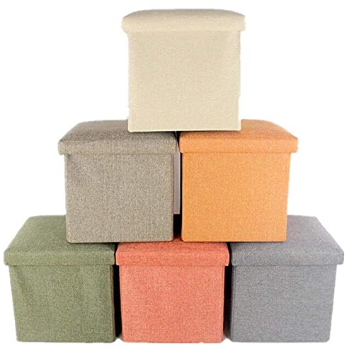 Image of Foldable Storage Pouffe Ottoman Bench, Multicolor, 30x30x30cm