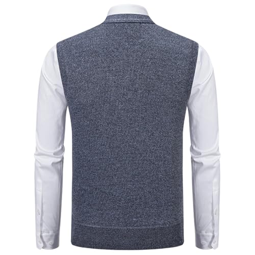 Men Fall Winter Warm Slim Fit Knit Vests V-Neck Solid Casual Geometric Sweater Sleeveless Waistcoat3