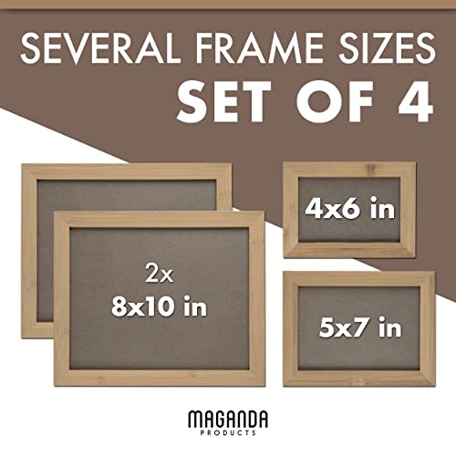 Maganda - Collage Picture Frames [8X10/5X7/4X6In] - 4 Sustainable Photo Frames Collage For Wall Decor - Shatterproof Plexiglass Photo Collage - Premium Bamboo Wall Frames Collage Set #TOP5