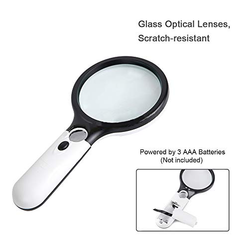 DECDEAL Lupa portátil com 3 lupa iluminada com LED 3 Lente de microscópio 45X Lupa de relógio de joi
