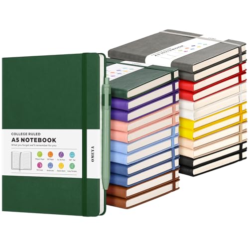 24 Pack Journal Notebooks for Work with 24 Pens, A5 Hardcover Notebook,Business Notebooks Bulk, College Ruled Notebook for Men, Leather Journal for Writing, 160 Pages, 100GSM Thick Paper (5.7" x 8.3") by OMEYA - Used condition - CA$99.67