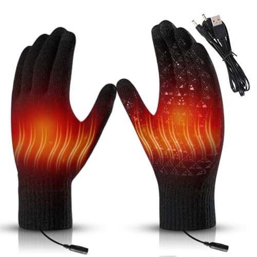 Zinueen Beheizbare Handschuhe Damen/Herren – USB Heizung Skihandschuhe mit Wärme (40-45°C), Touchscreen, Anti-Rutsch & Abnehmbar – Ideal für Ski, Motorrad & Winter