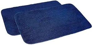 Amazon Brand - Solimo Anti-Slip Microfibre Bathmat, 40cm x 60cm - Pack of 2 (Blue)