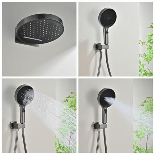 Colonne de douche thermostatique contre les variations d'eau, set gris - 5