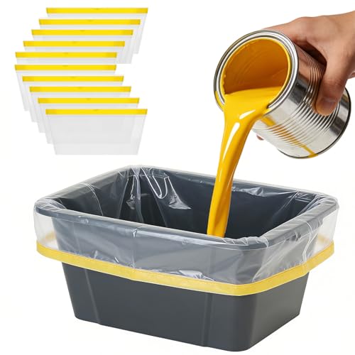 TEYIAN 10Pack 15 Litre Plastic Paint Scuttle Liners Heavy Duty Paint Bucket Disposable Liners Drawstring Closure Easy Clean Up Compatible Scuttles