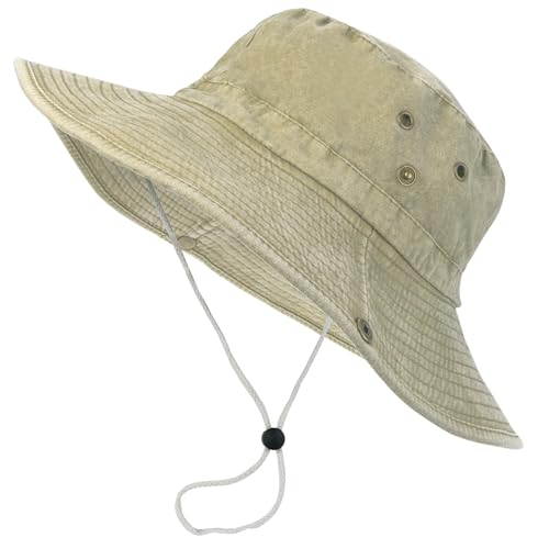 Chapéu de sol de pesca de balde lavado - boné de proteção UV de algodão de aba larga para verão e pr