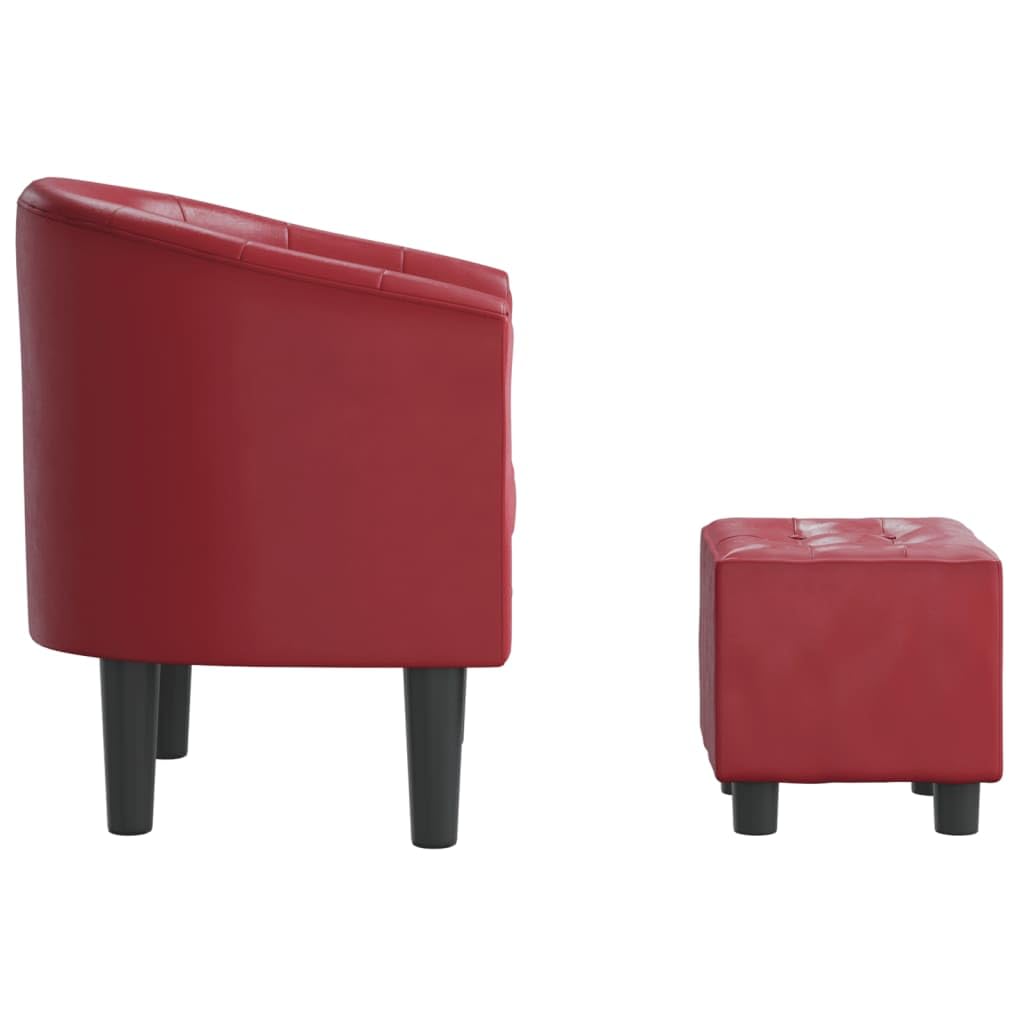 Poltrona da club con poggiapiedi, in ecopelle, da cocktail, con cuciture a bottoni, per soggiorno, camera da letto, ufficio, design moderno, imbottita, stile Chesterfield