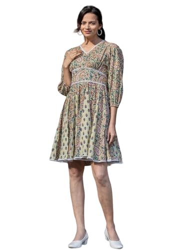 Image of YUFTA Blue Cotton Check Short Dress (1801DRSBL )