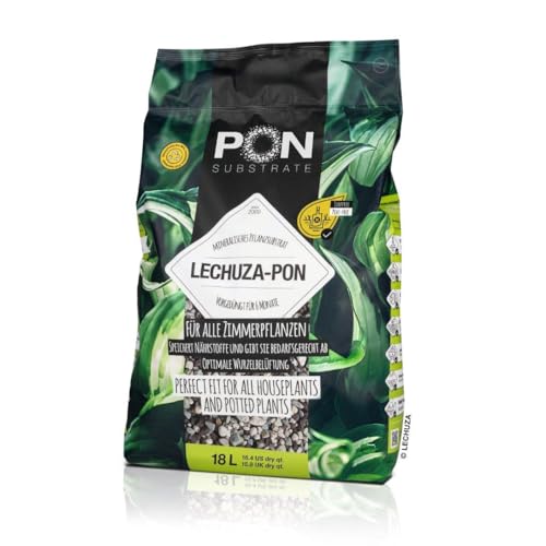 PON Pflanzsubstrat für Zimmerpflanzen - LECHUZA-PON 18 Liter - Mineralisches Pflanzgranulat torffrei vorgedüngt 68 Monate optimale Drainage & Wurzelbelüftung Alternative zu Blumenerde 14041