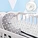 cojin protector cuna - chichonera bebe cuna Blanco con estrellas grises 180...