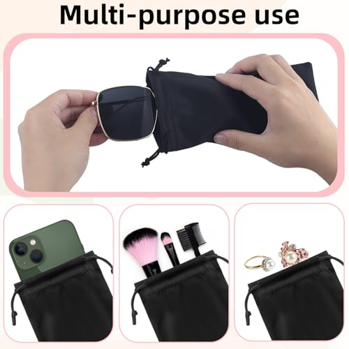 Image of TKYZMS 8-Pcs Eyeglass Pouch Set with 2 Microfiber Cleaning Cloths-Soft Sunglasses Case,Travel Glasses Case,Sunglass Sleeve,Storage Bag for Eyeglasses,Sunglasses,Watch,Jewelry & Smartphone